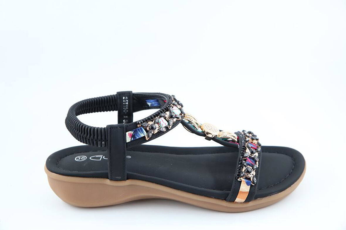 GUJA 25y150-11 Ortopedik Siyah Kadın Sandalet