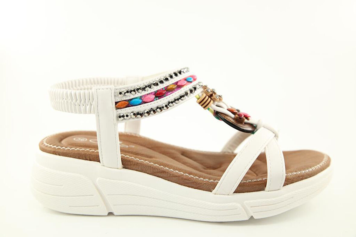 GUJA 25y154-3 Ortopedik Beyaz Kadın Sandalet