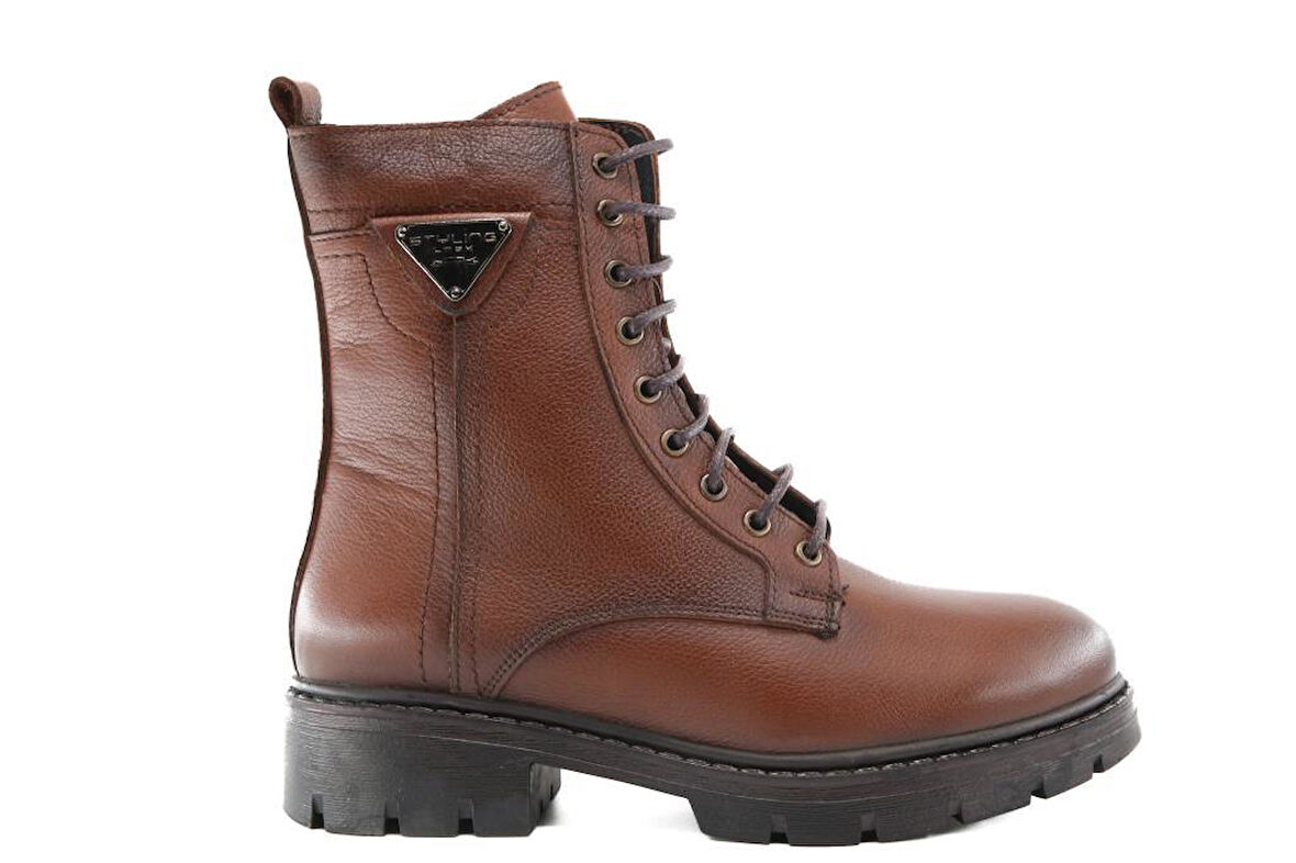 CASTLE BLACK 24121 Hakiki Deri Taba Kadın Bot