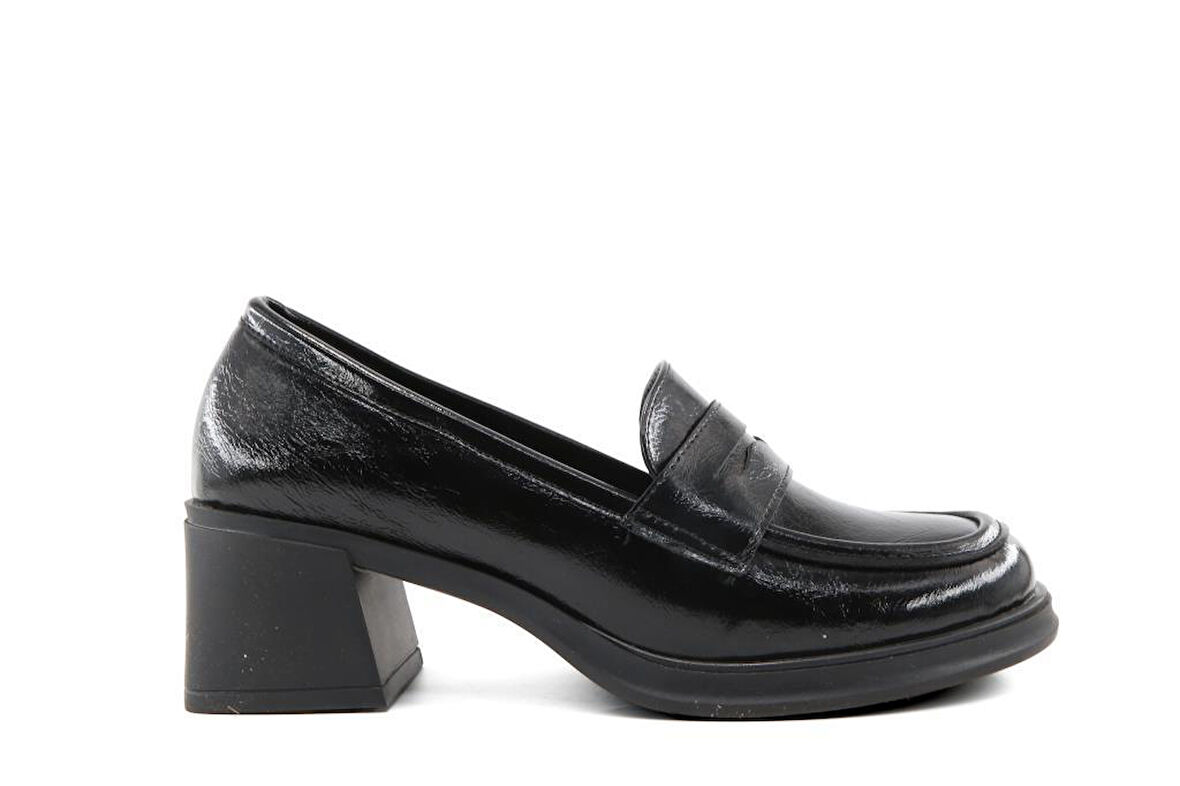 Miss Park Moda 386 k1453 Loafer Siyah Rugan Kadın Günlük Ayakkabı