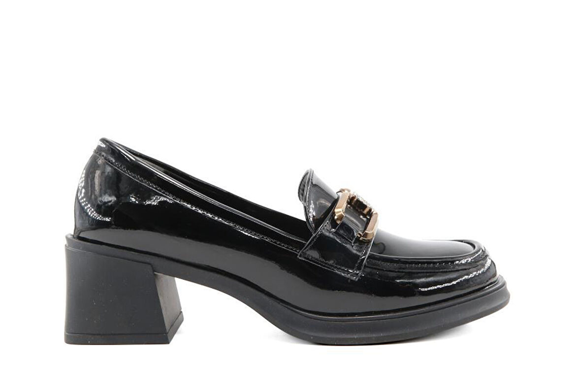 Miss Park Moda 386 k1457 Loafer Siyah Rugan Kadın Günlük Ayakkabı