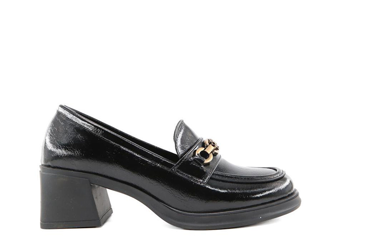 Miss Park Moda 386 k1464 Loafer Siyah Rugan Kadın Günlük Ayakkabı