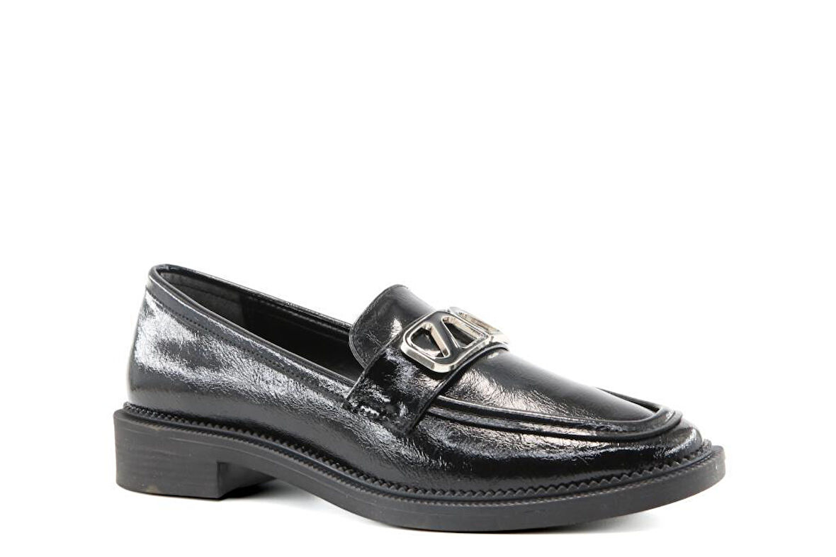 Miss Park Moda 386 k909 Loafer Siyah Rugan Kadın Günlük Ayakkabı