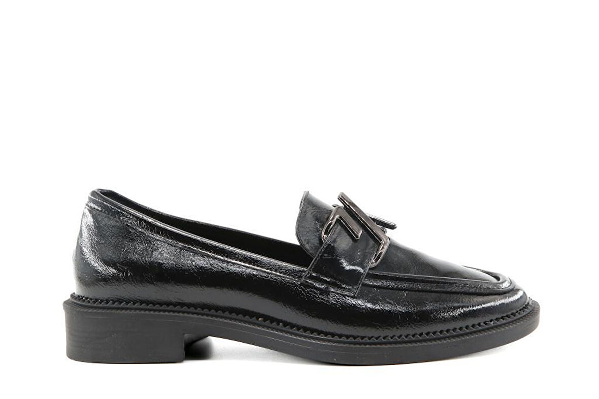 Miss Park Moda 386 k910 Loafer Siyah Rugan Kadın Günlük Ayakkabı