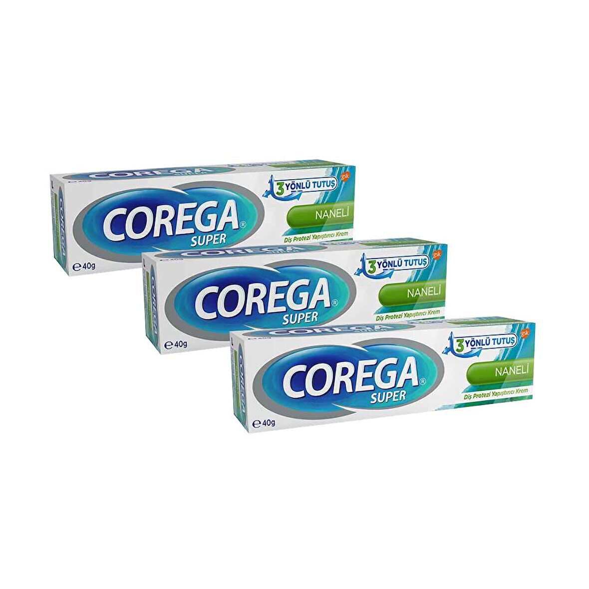 Corega Diş Protezi Yapıştırıcı Krem Naneli 40 gr-3 Adet