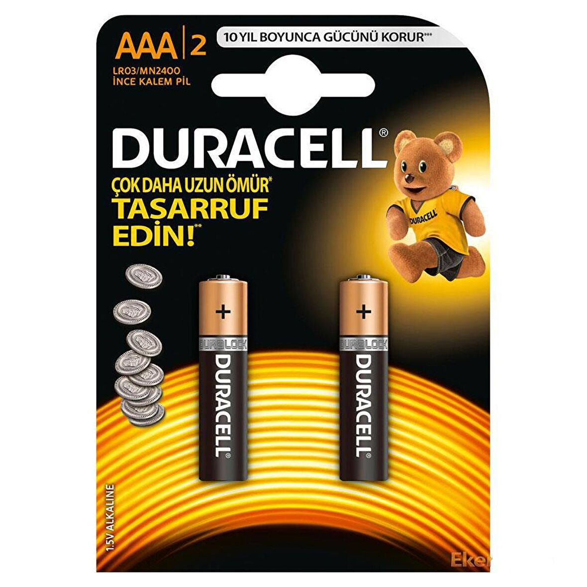 Duracell 2'li Alkaline AAA Pil 1,5 V