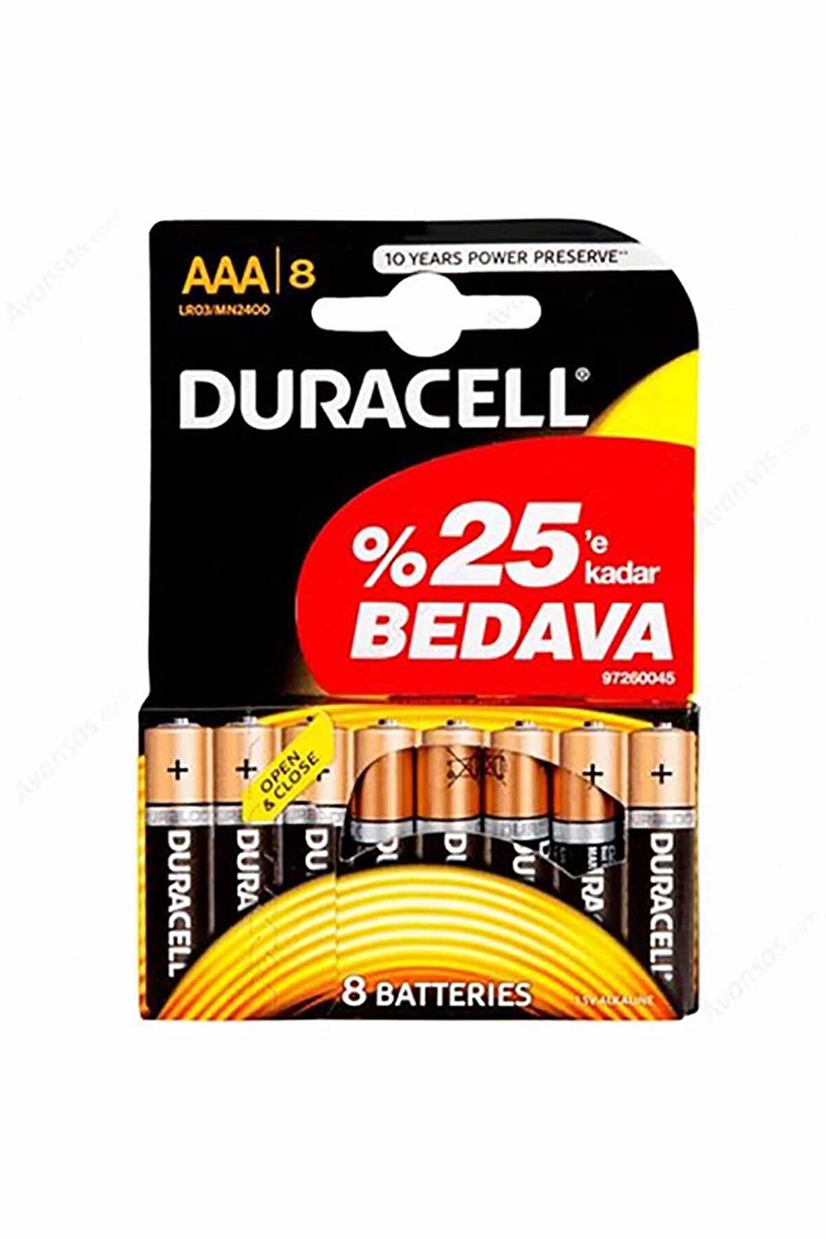 Duracell Alkalin AAA İnce Kalem Pil 6+2 Ekonomik P