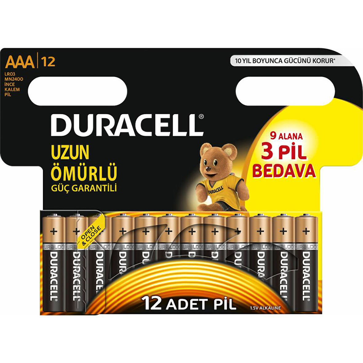 Duracell Alkalin AAA 12'Li İnce Kalem Pil