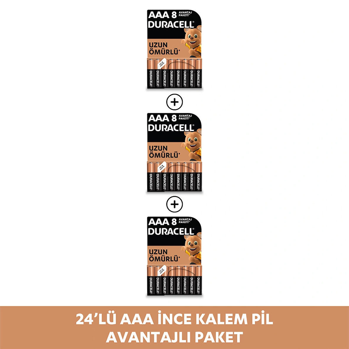  Alkalin AAA İnce Kalem Pil, 1,5V (LR03 / MN2400), 24'lü Paket