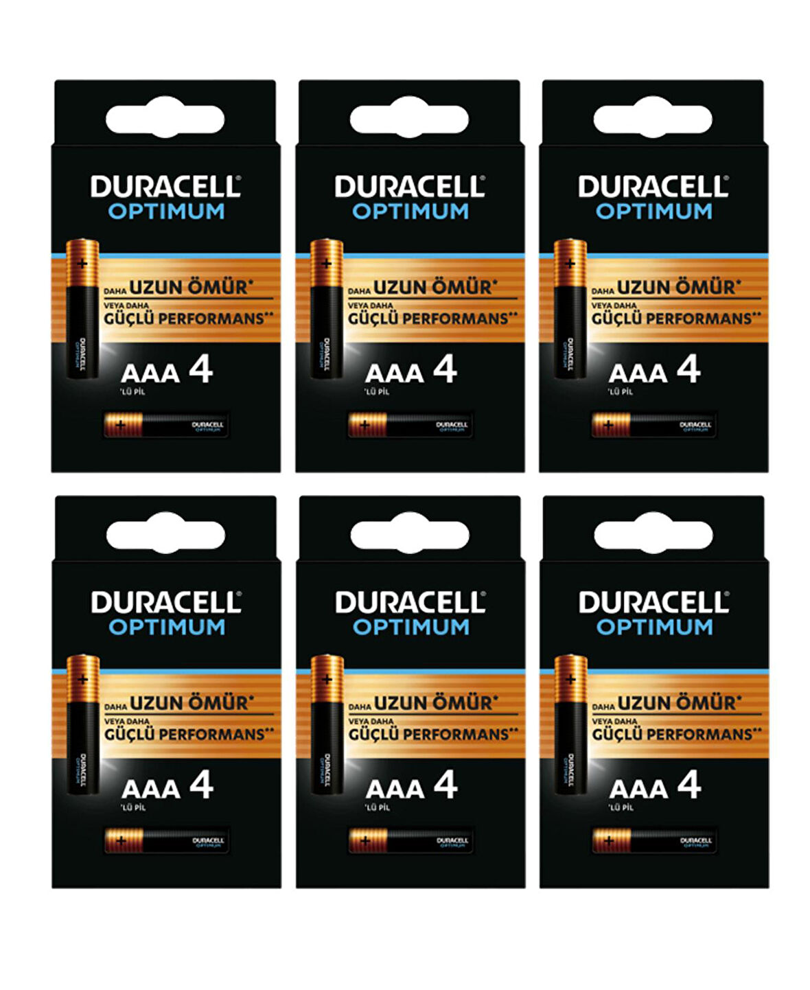 Duracell Pil Optimum İnce Kalem 4'lü AAA 6 Paket