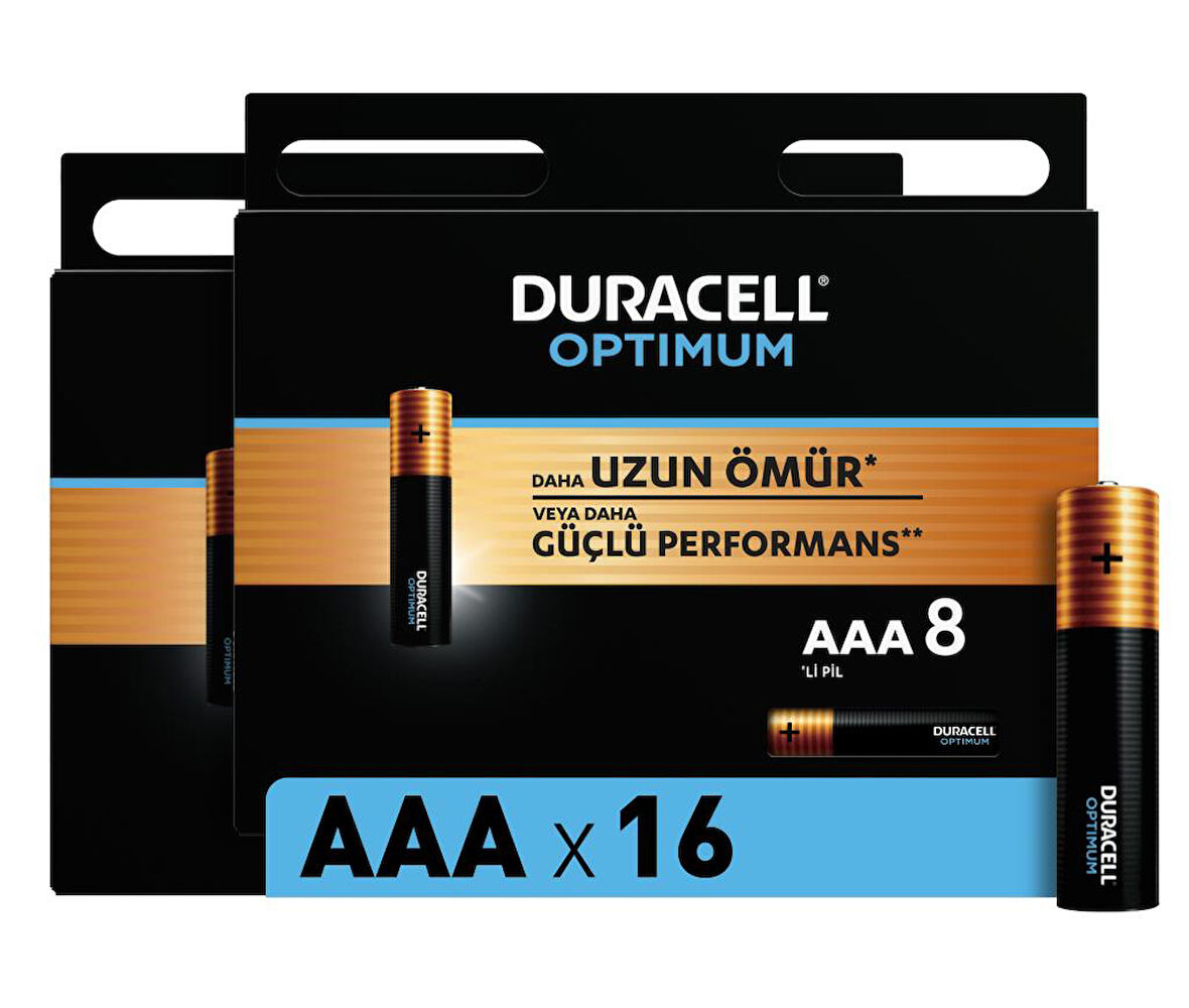 Duracell Optimum AAA Alkalin Pil, 1,5 V LR03 MN2400, 16’li paket