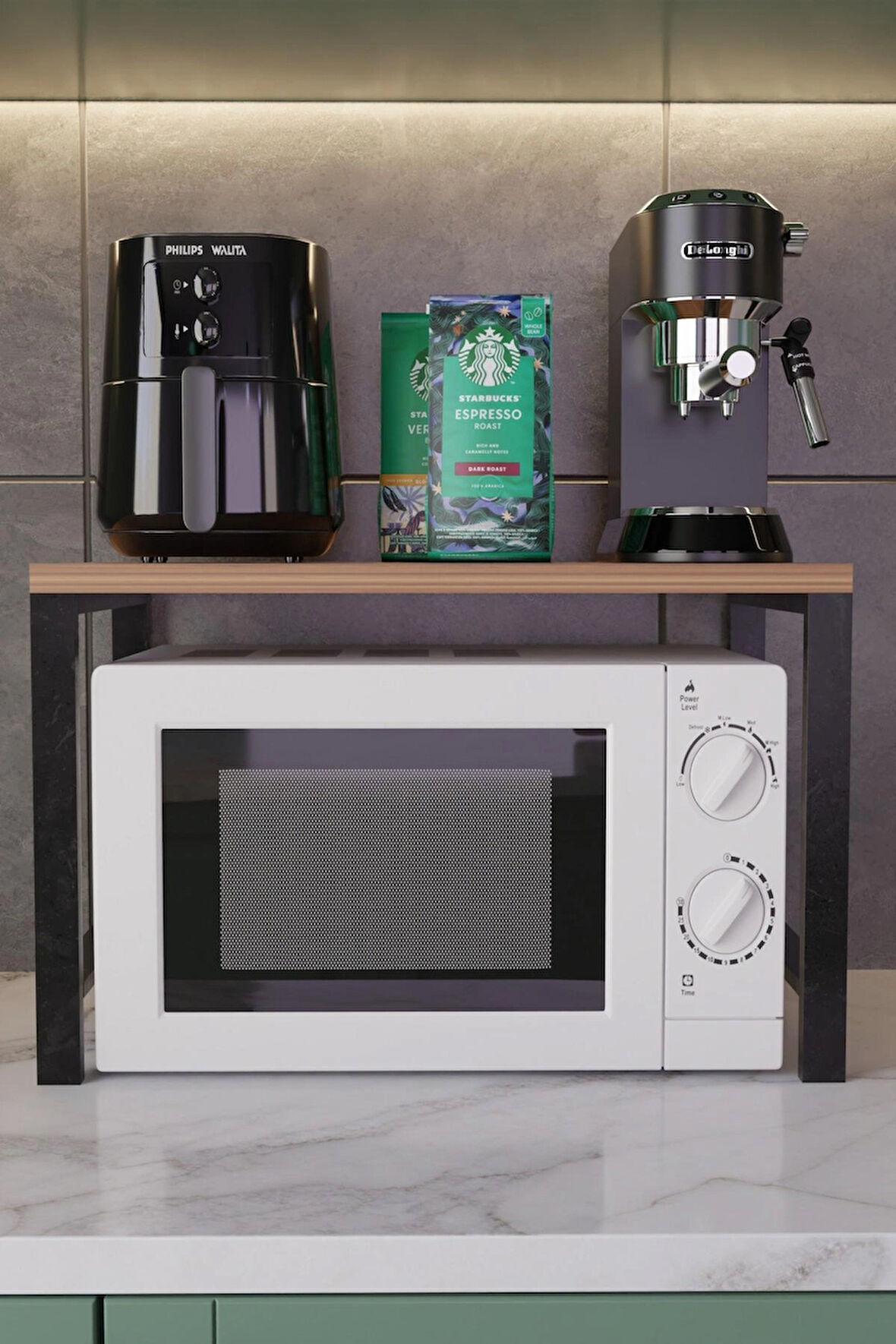 Steel Desing Mutfak Organizeri, Mikrodalga Dolabı , Tezgah Üstü Raflı Fırın Standı, Çay ,Kahve ,Baharatlık Standı