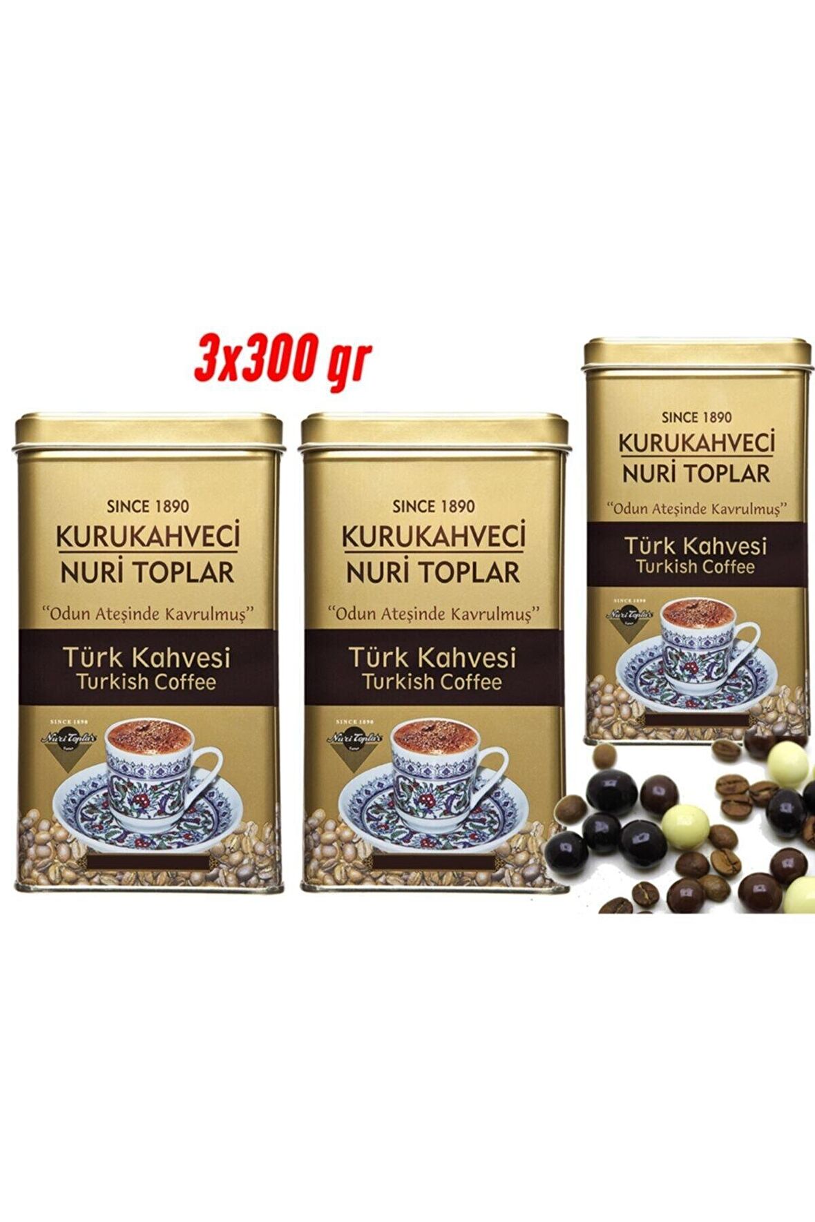 Nuri Toplar 3x300 gr Teneke Kutuda Geleneksel Türk Kahvesi 900 gram