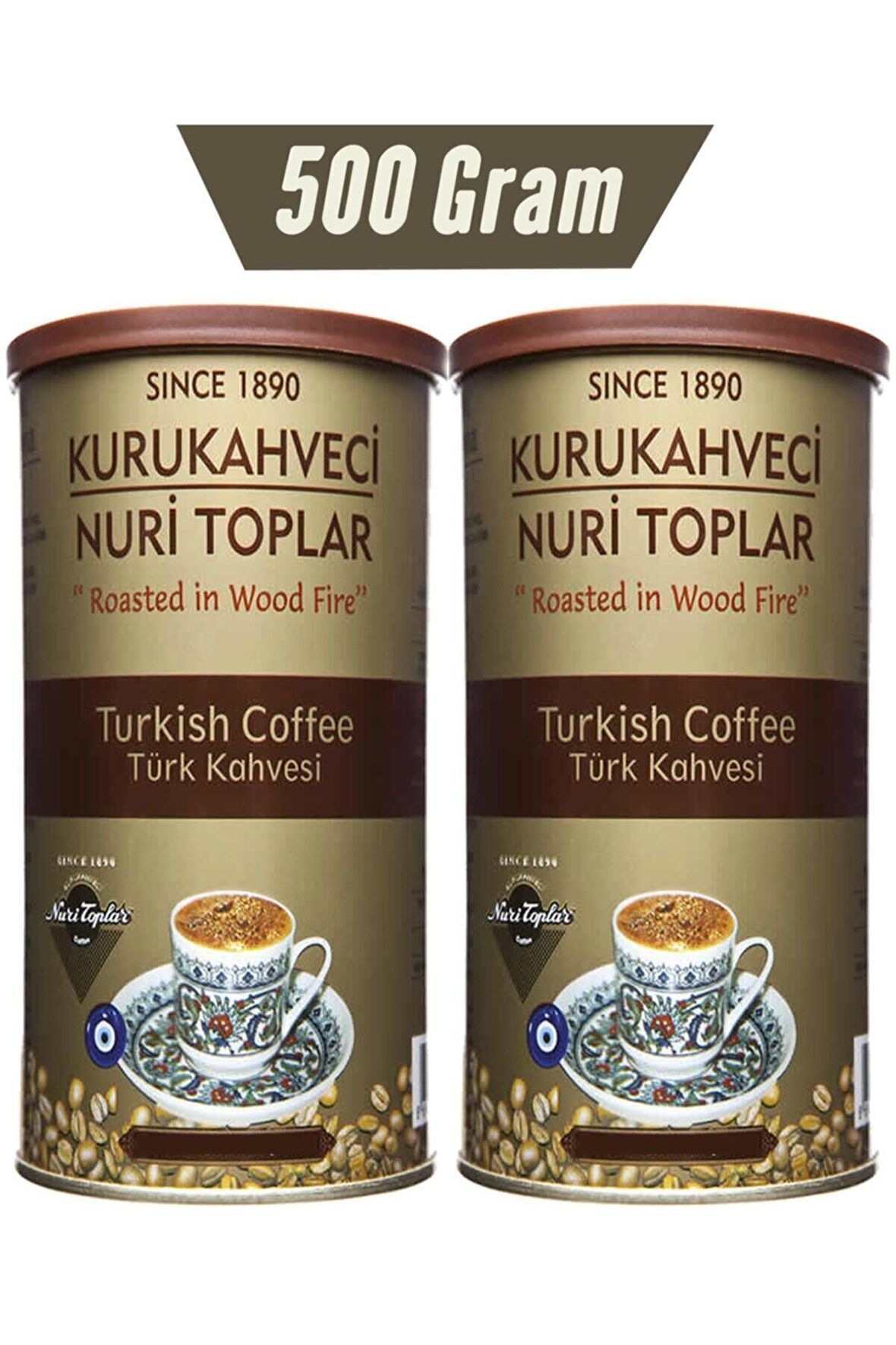 Nuri Toplar Yuvarlak Teneke Kutuda Türk Kahvesi 2x250 gr Kuru Kahve
