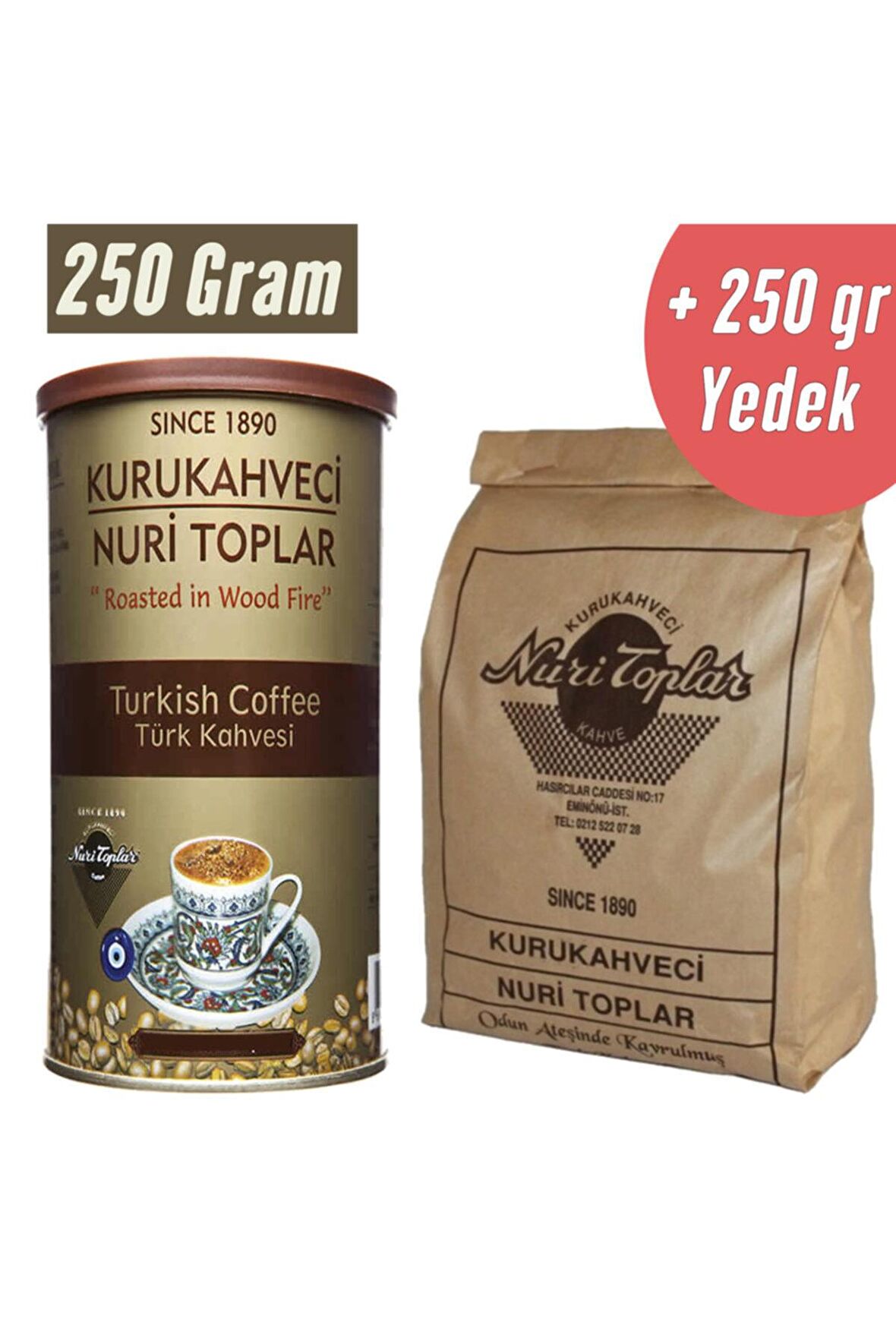 Nuri Toplar Yuvarlak Teneke Kutuda Türk Kahvesi 500 gr Kuru Kahve