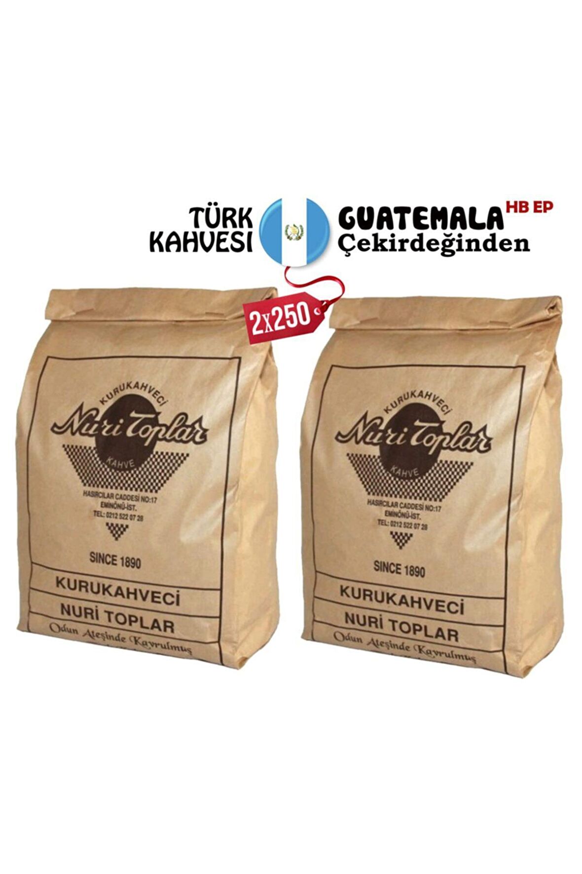 Nuri Toplar Guatemala Hb Ep 2x250 Gr Türk Kahvesi Taze Çekilmiş