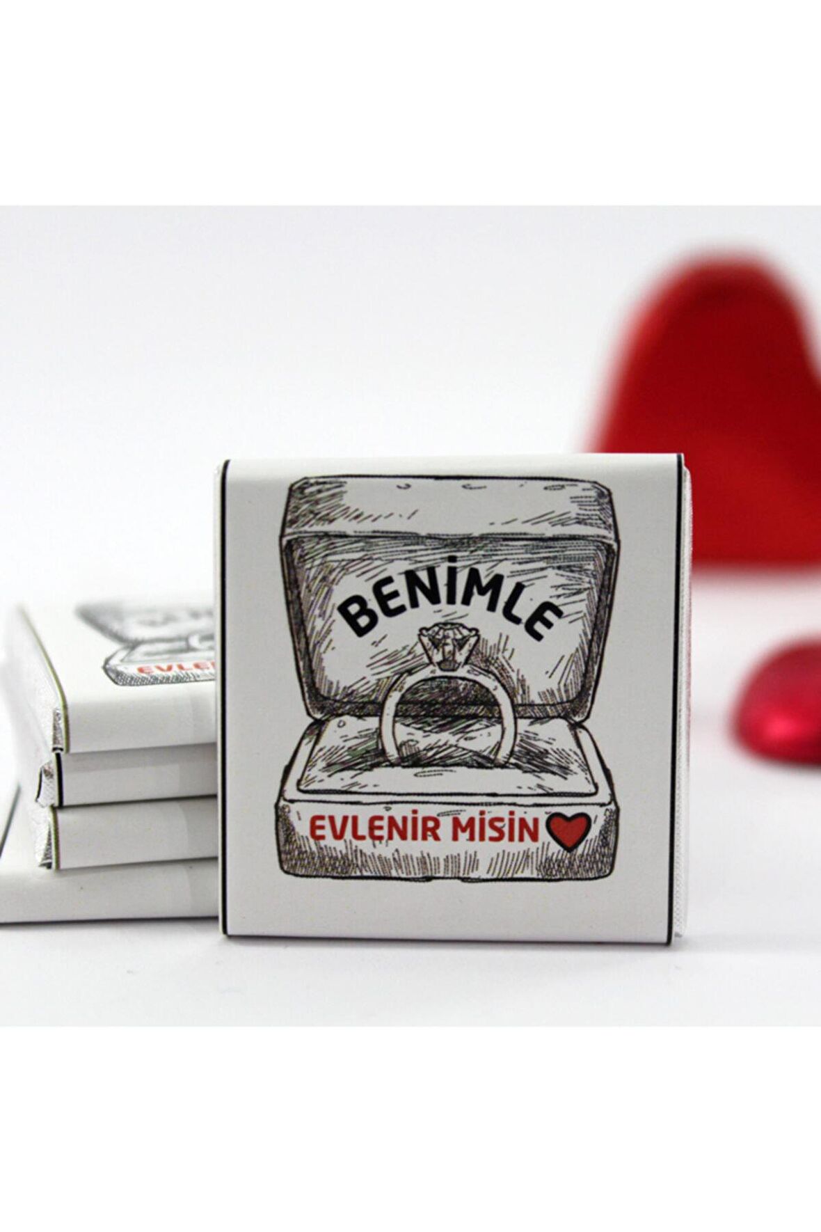 Dark Brown 72 Adet Benimle Evlenir Misin? Yazılı El Yapımı Madlen Çikolata