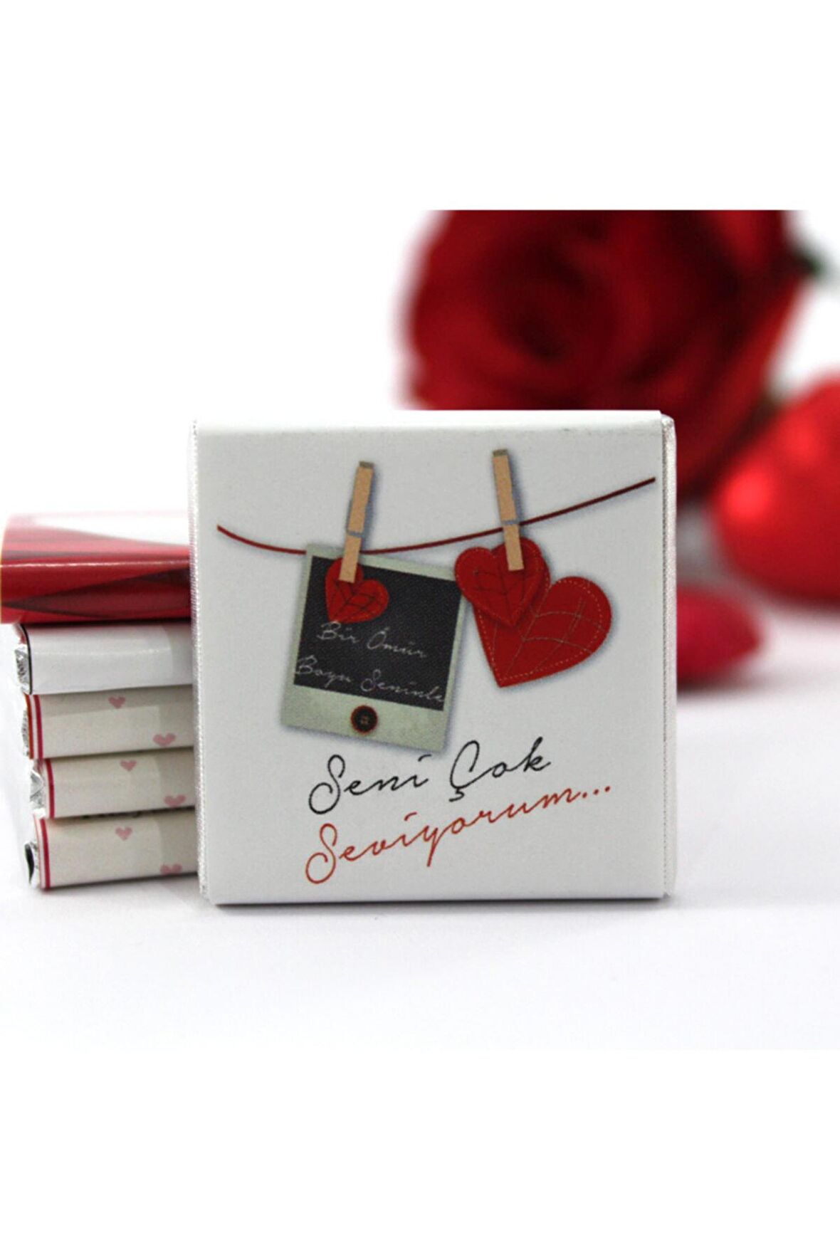 Dark Brown Seni Çok Seviyorum Yazılı 72 Adet Madlen Çikolata Bitter ve Sütlü