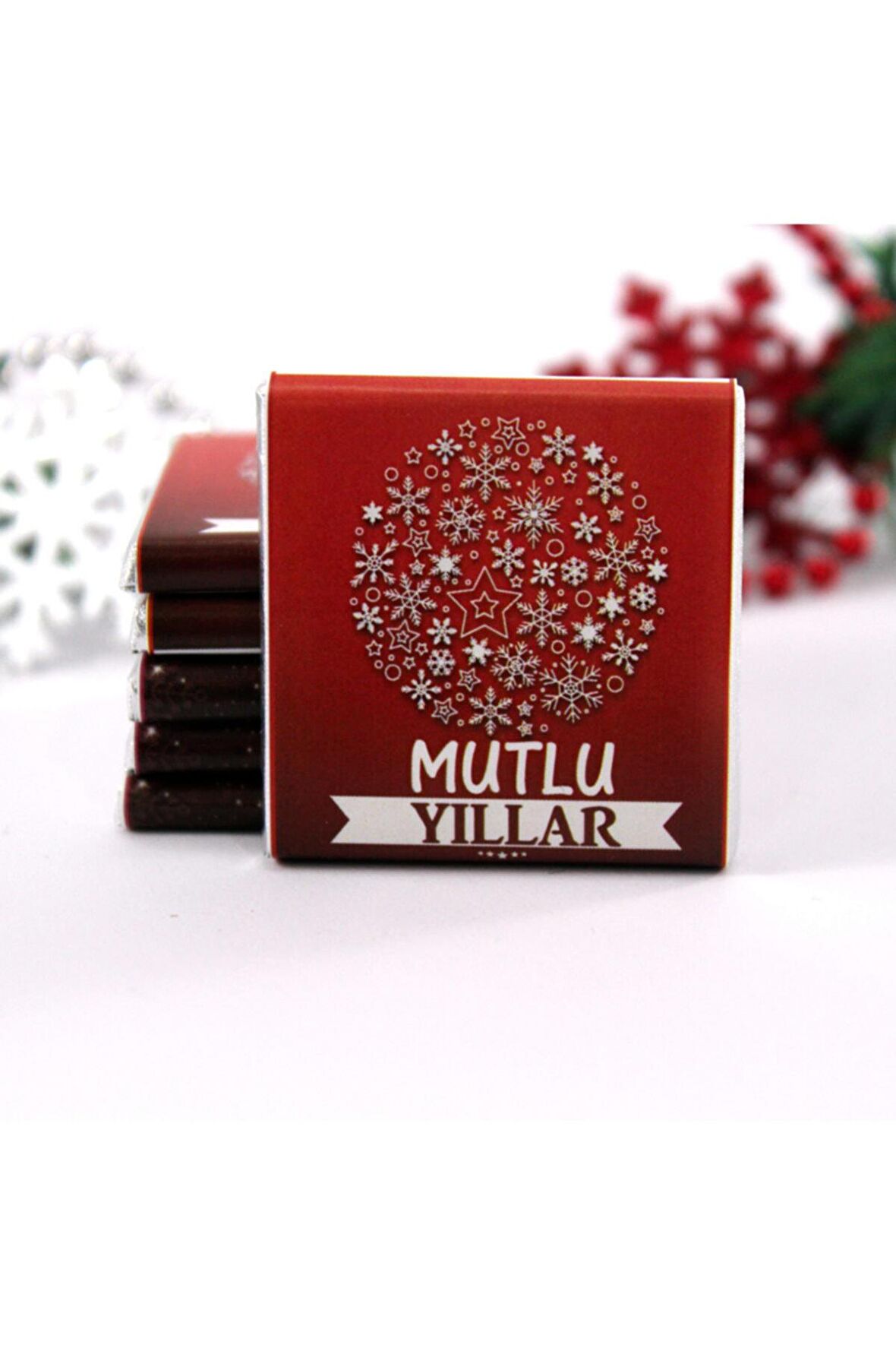 Dark Brown 48 Adet Mutlu Yıllar Madlen Yeni Yıl Tebrik Çikolatası