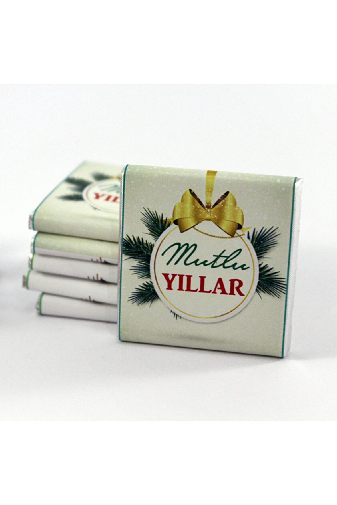 Dark Brown 48 Adet Yılbaşı Yeni Yıl Tebrik Çikolatası Mutlu Yıllar Yazılı Madlen Hediyelik