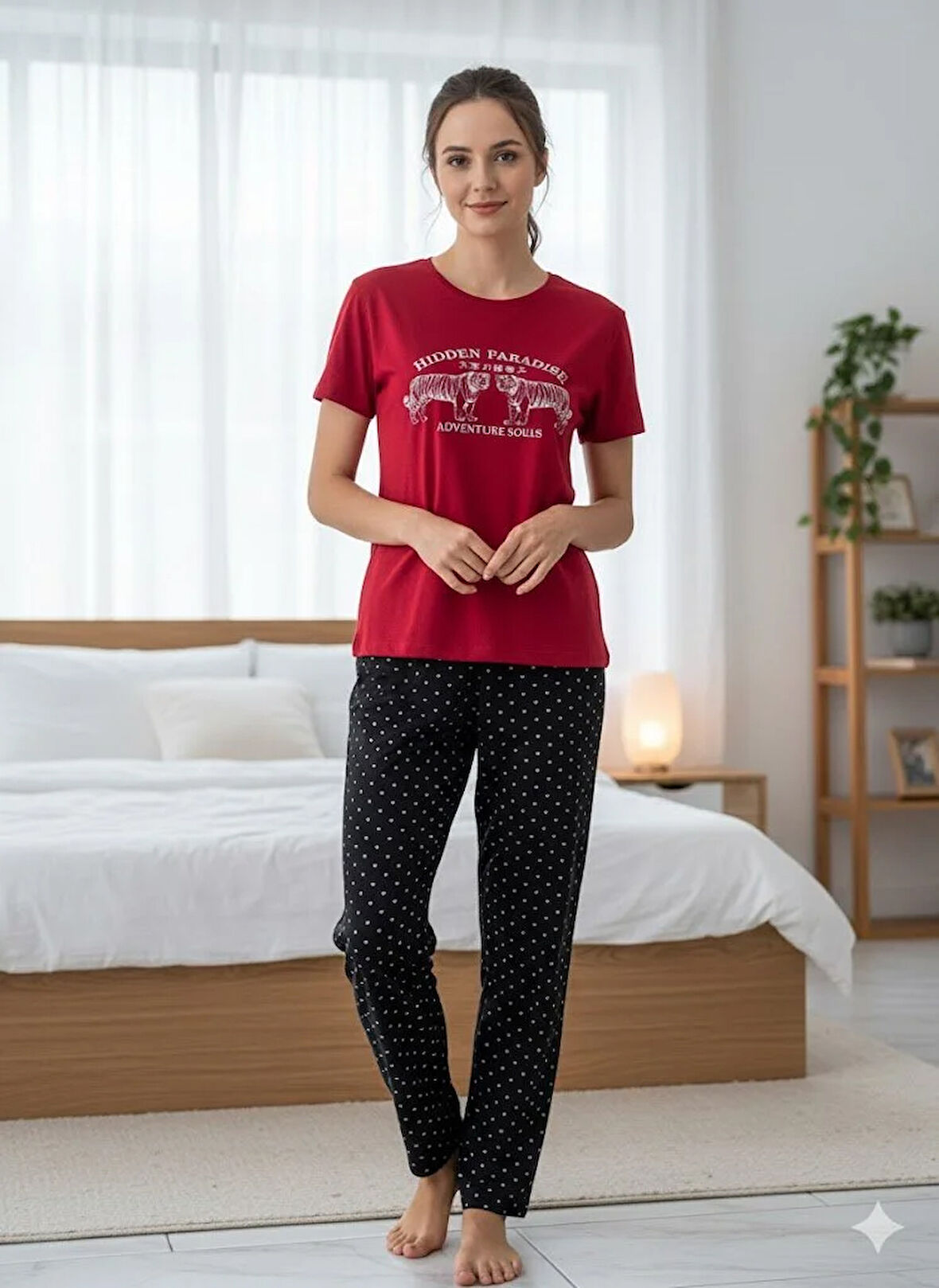 KADIN BORDO PİJAMA TAKIM