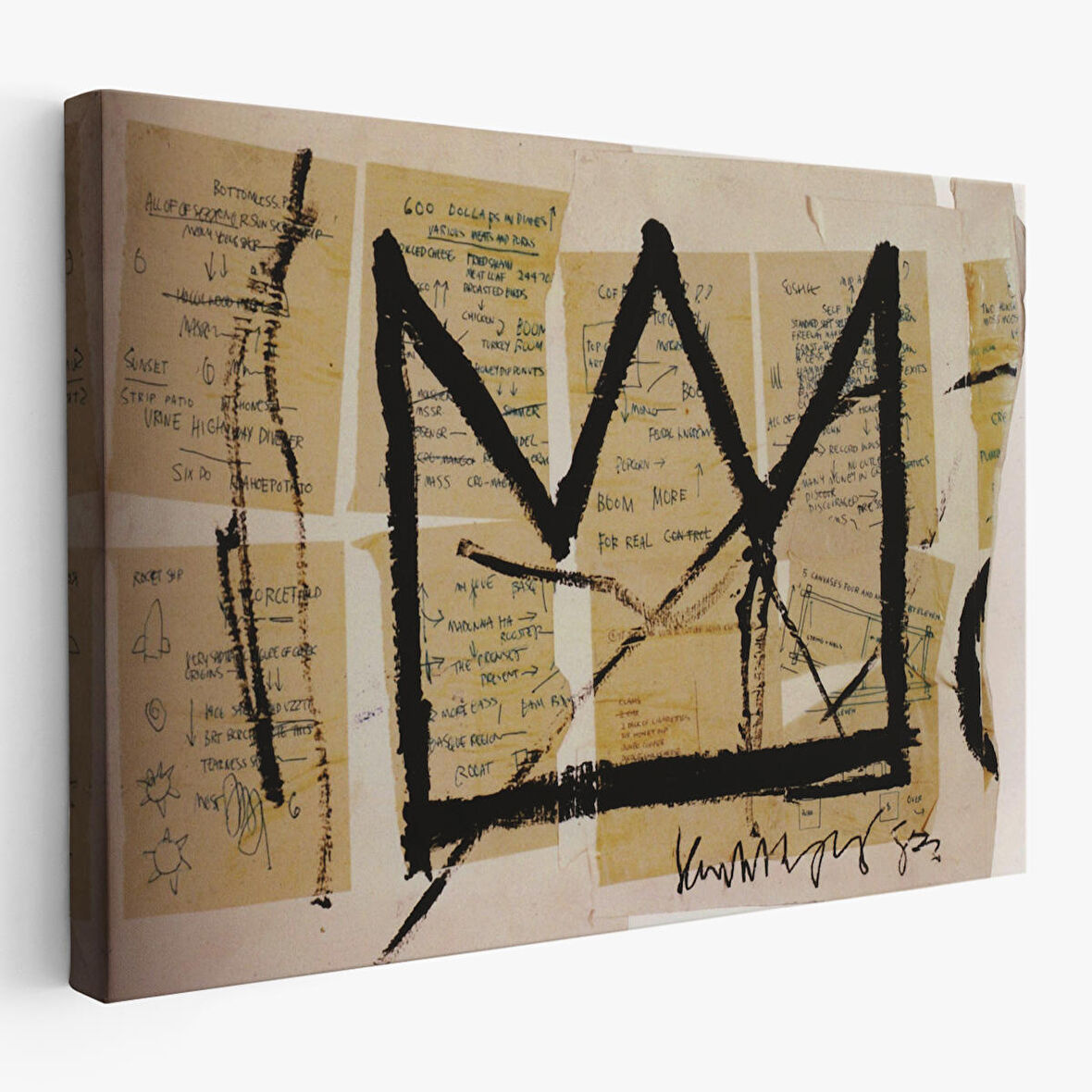 Jean Michel Basquiat Notlar ve Taç Eseri Kanvas Tablo-5001