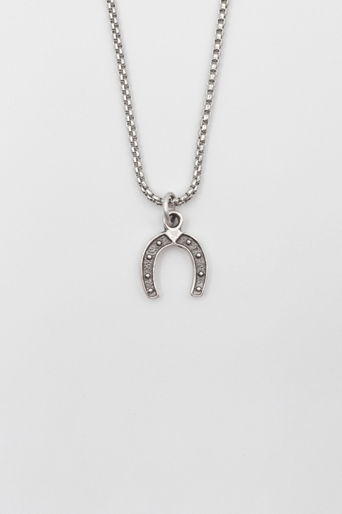 Şans Nalı Örme Zincir Kolye - Antik Gümüş Kaplama - Kadın Erkek - 60 cm