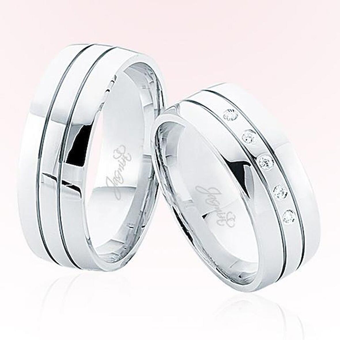 Harem Altın Beyaz Şeritli Altın Alyans 5004