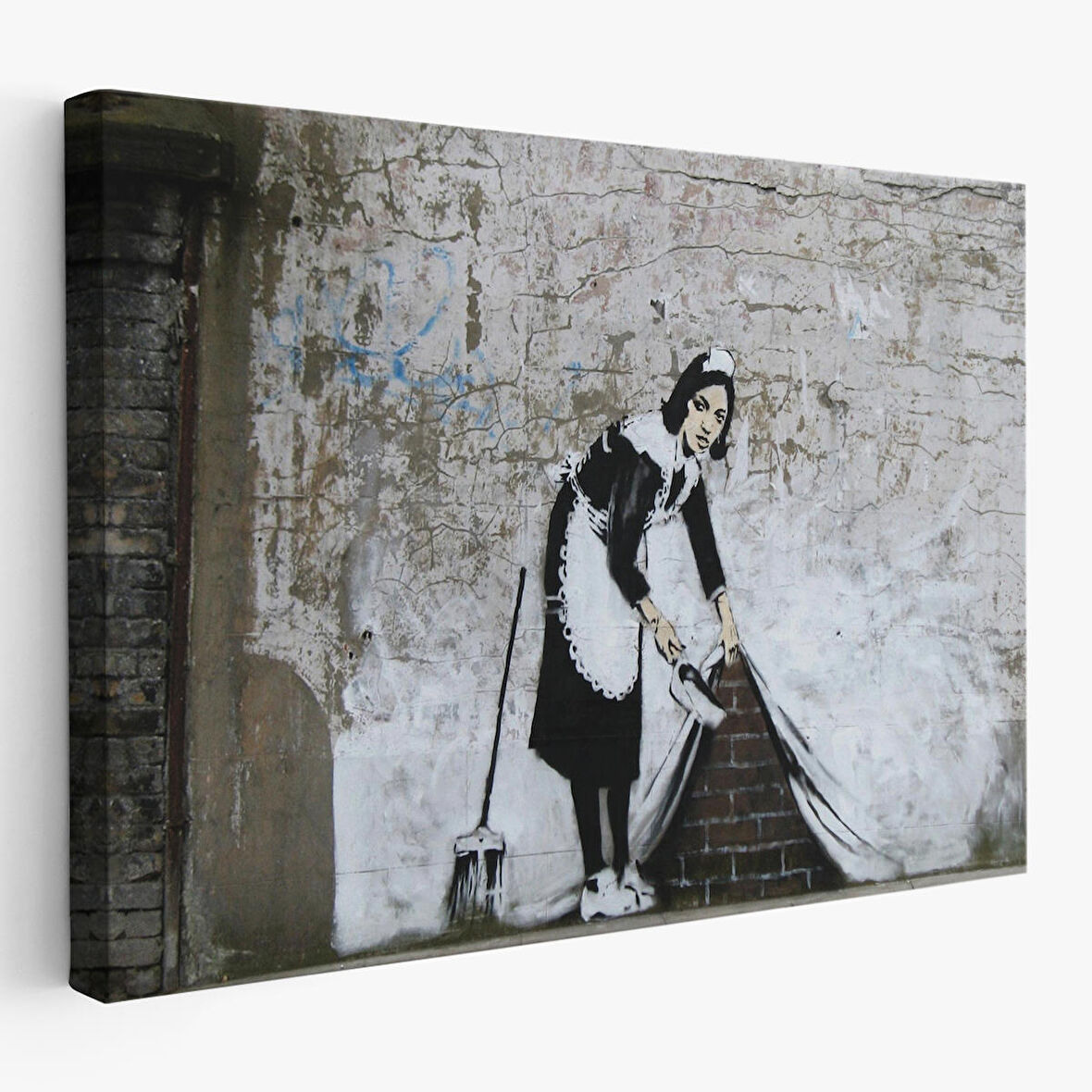 Banksy'nin Londra Sokaklarını Süpüren Temizlikçi Kadın Kanvas Tablosu-5004
