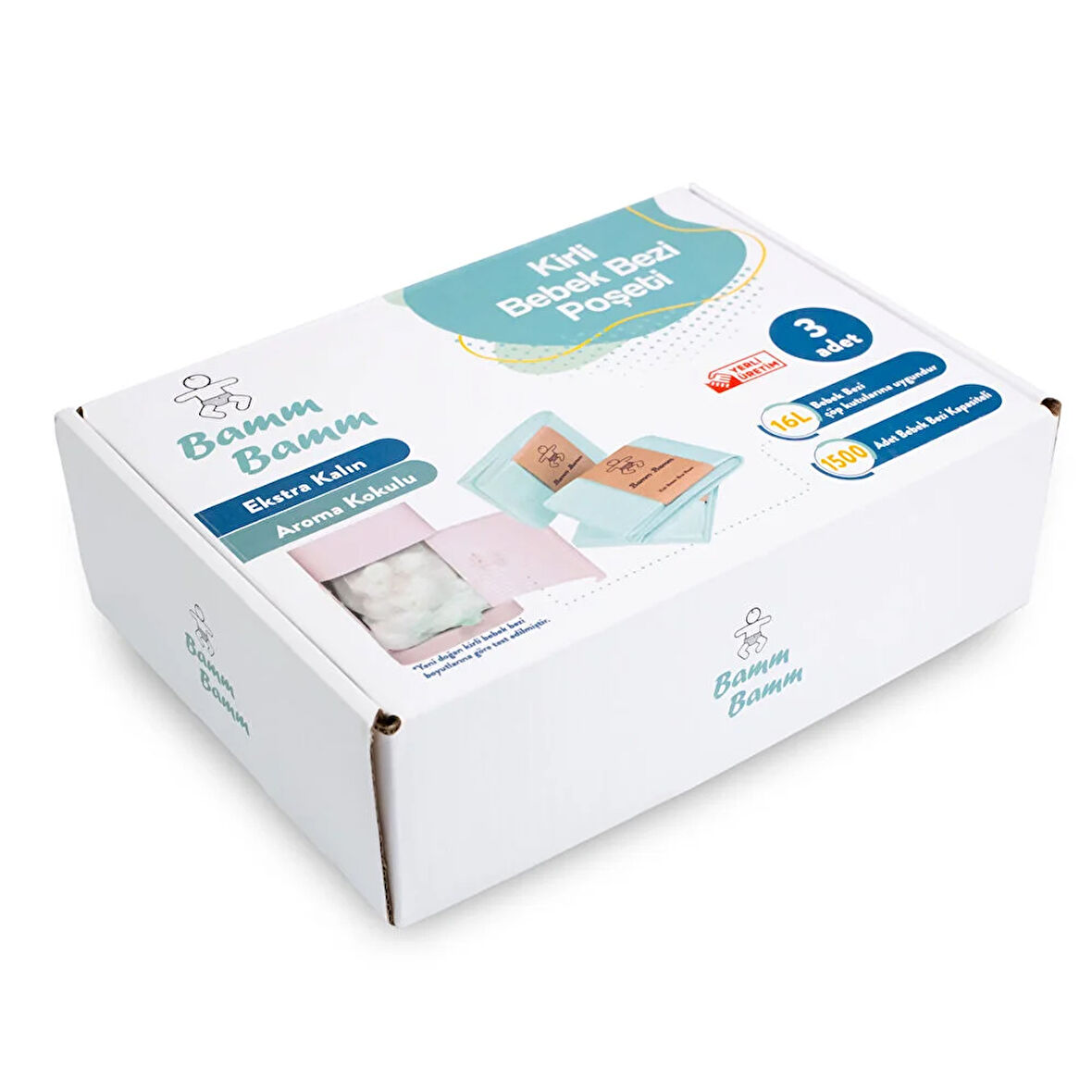 500x3 Adet Kirli Bebek Bezi Kapasiteli Çöp Poşeti 1 Adet