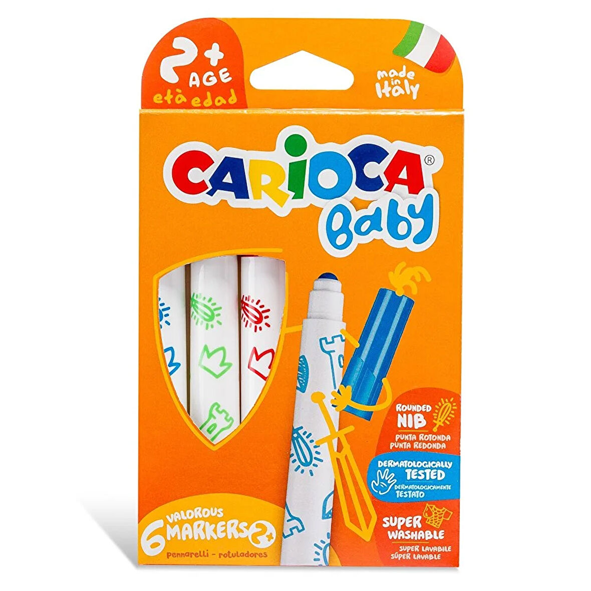 Jumbo Bebek Süper Yıkanabilir Keçeli Boya Kalemi 6lı + 2 yaş 1 Adet