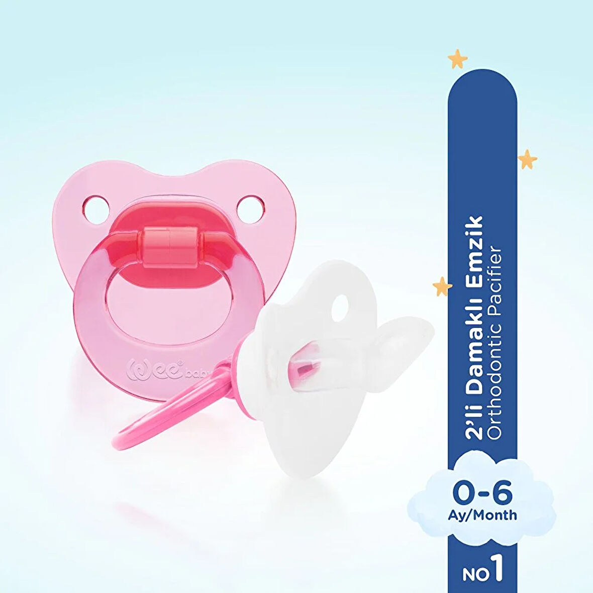 437 Wee Baby 2'li Damaklı Emzik No:1 Pembe 1 Adet