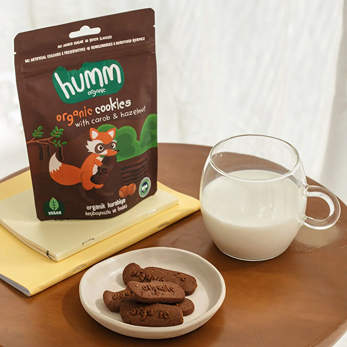 Organik Vegan Keçiboynuzlu ve Fındıklı Kurabiye 55 gr (4 ADET)