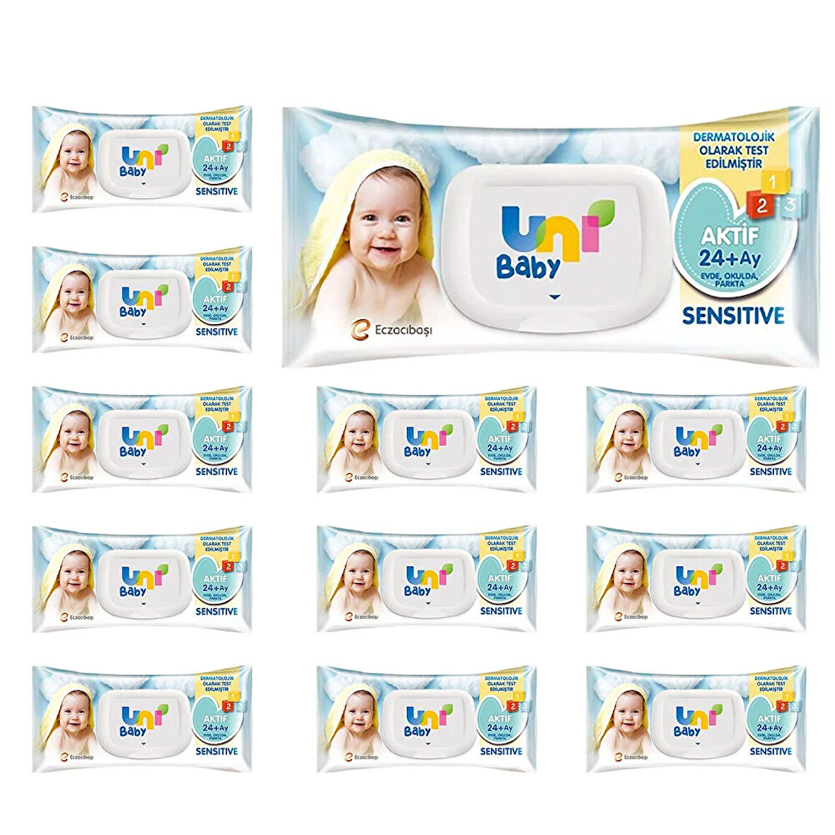 Aktif Sensitive Bebek Islak Mendil 24+ Ay 12x90 Adet (5 ADET)