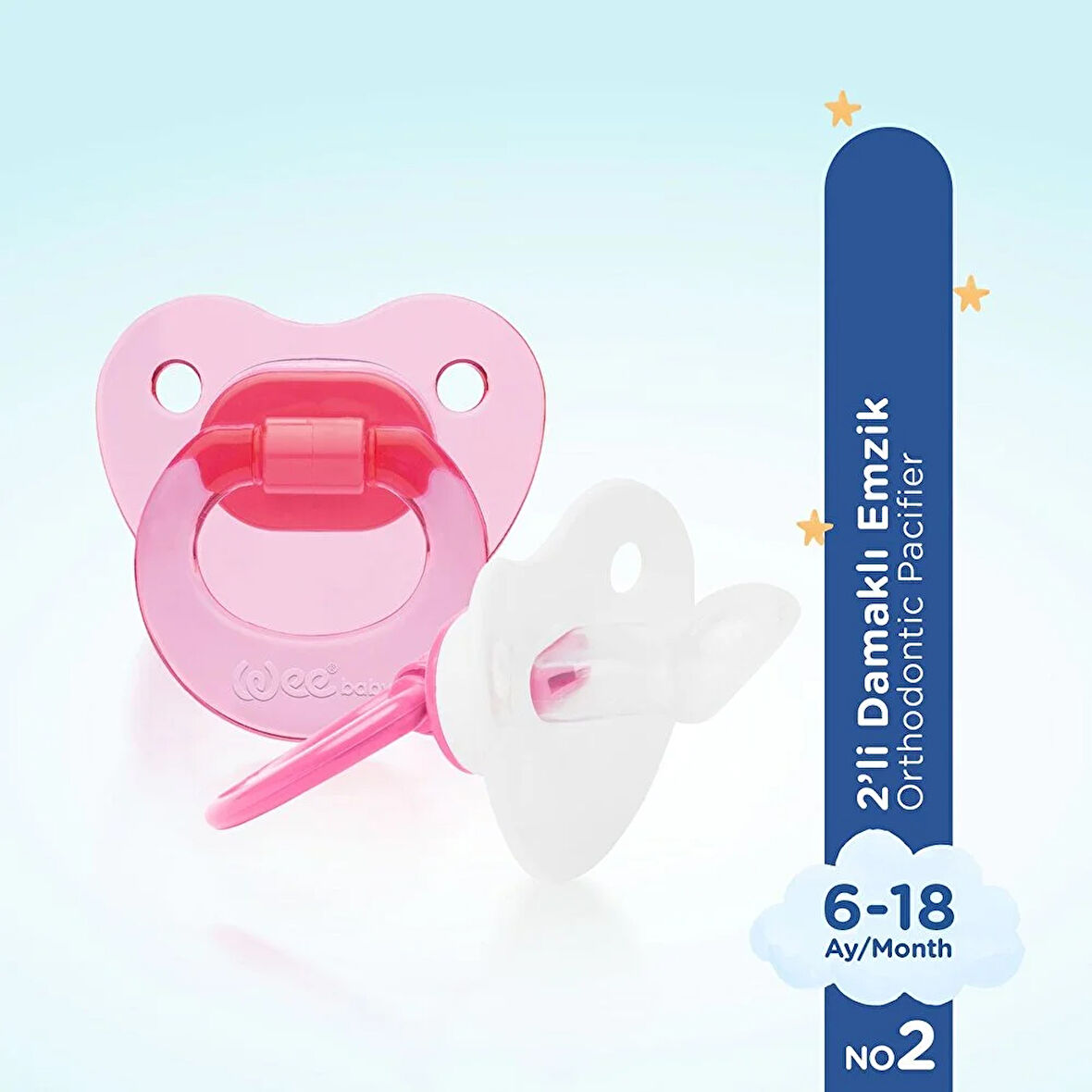438 Wee Baby B 2'li Damaklı Emzik No:2 Pembe