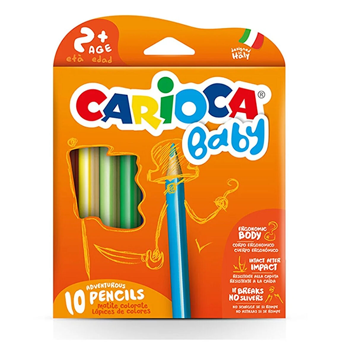 Jumbo Üçgen Bebek Kuru Boya Kalemi 10lu