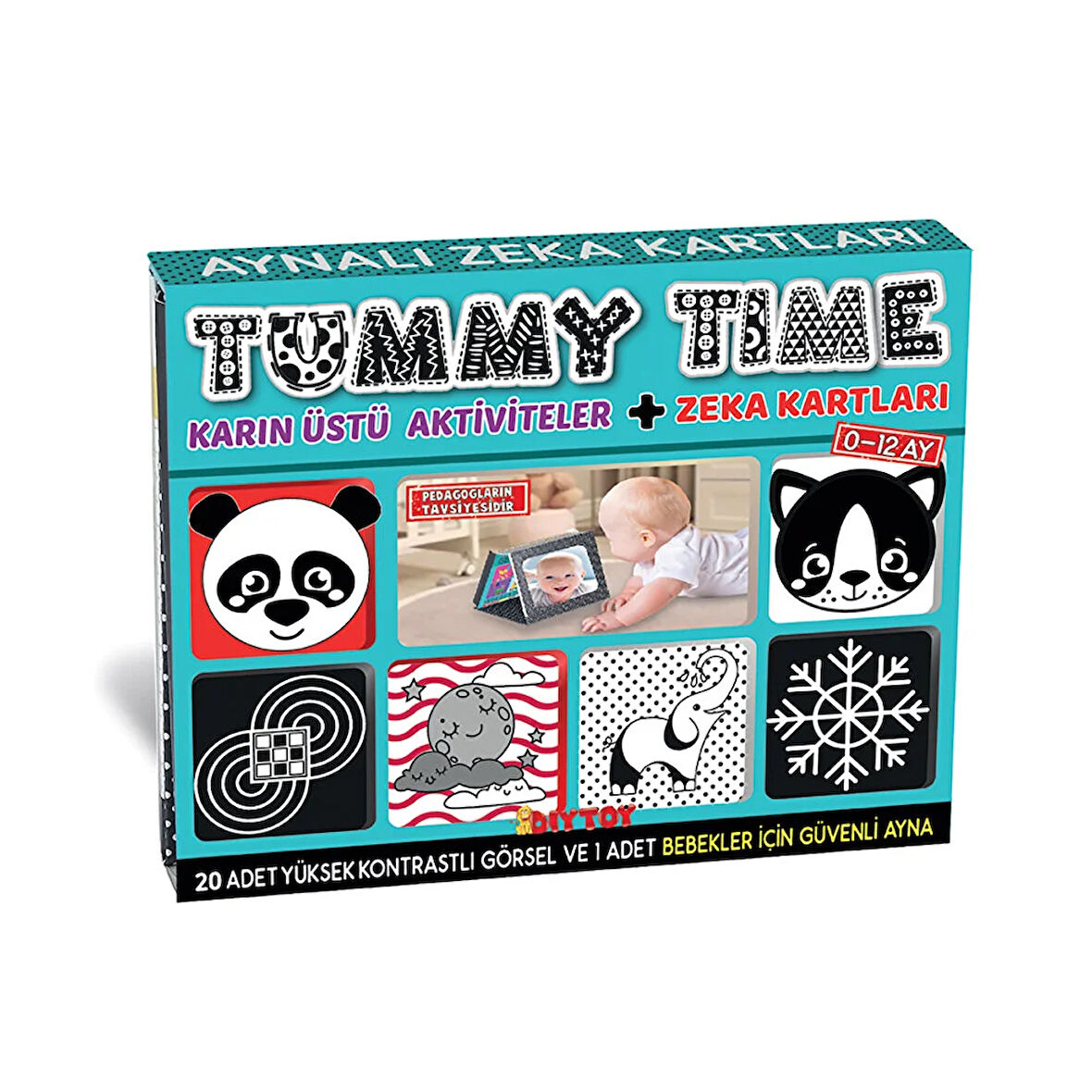 Tummy Time Zeka Kartları Güvenli Bebek Aynası