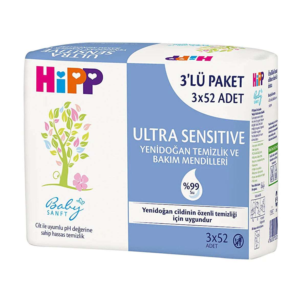 Ultra Sensitive Yenidoğan Temizlik ve Bakım Mendili 3x52 Adet