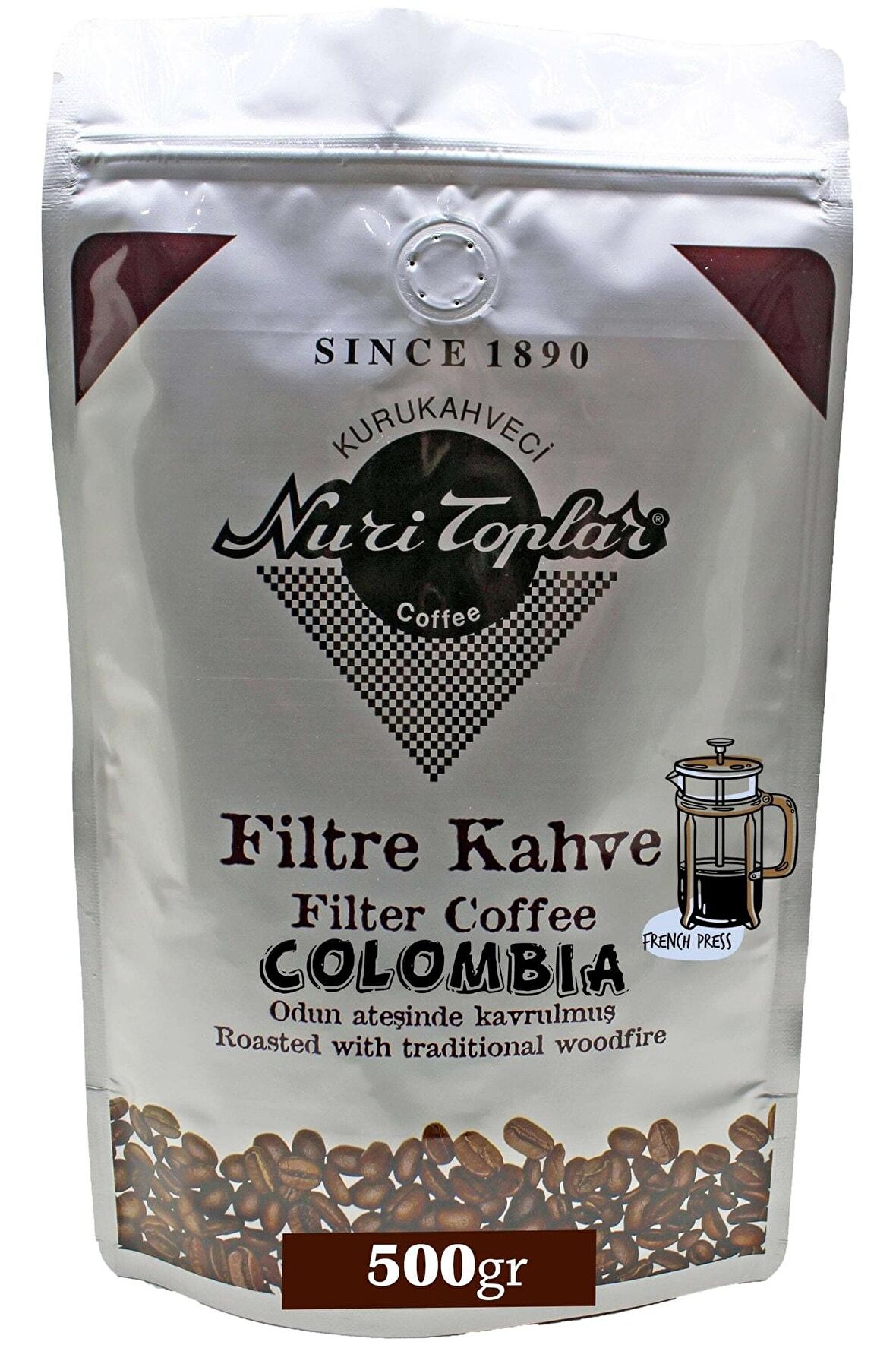Nuri Toplar Filtre Kahvesi 500 Gr Colombia Supremo Çekirdeği - Odun Ateşinde Kahve