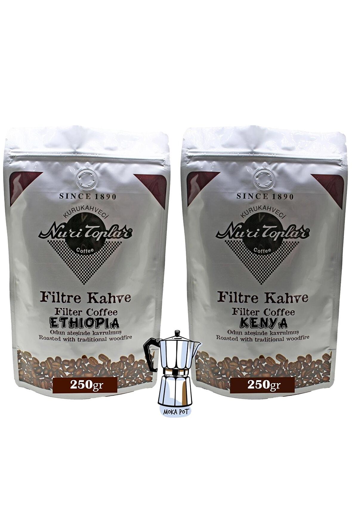 Nuri Toplar Filtre Kahveleri Kenya Ve Ethiopia Yöresel Paket 2x250 Gram
