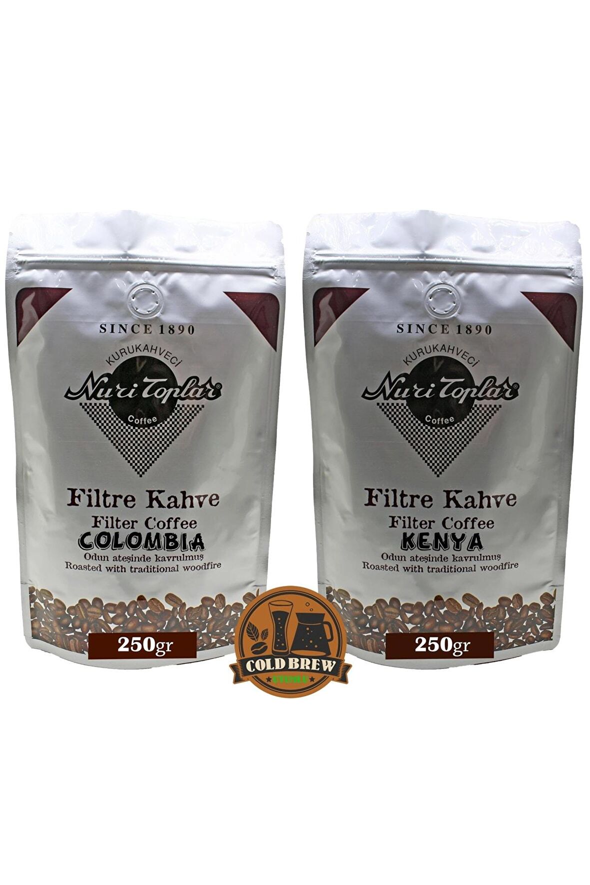Nuri Toplar Filtre Kahveleri Kenya Ve Colombia Yöresel Paket 2x250 Gram