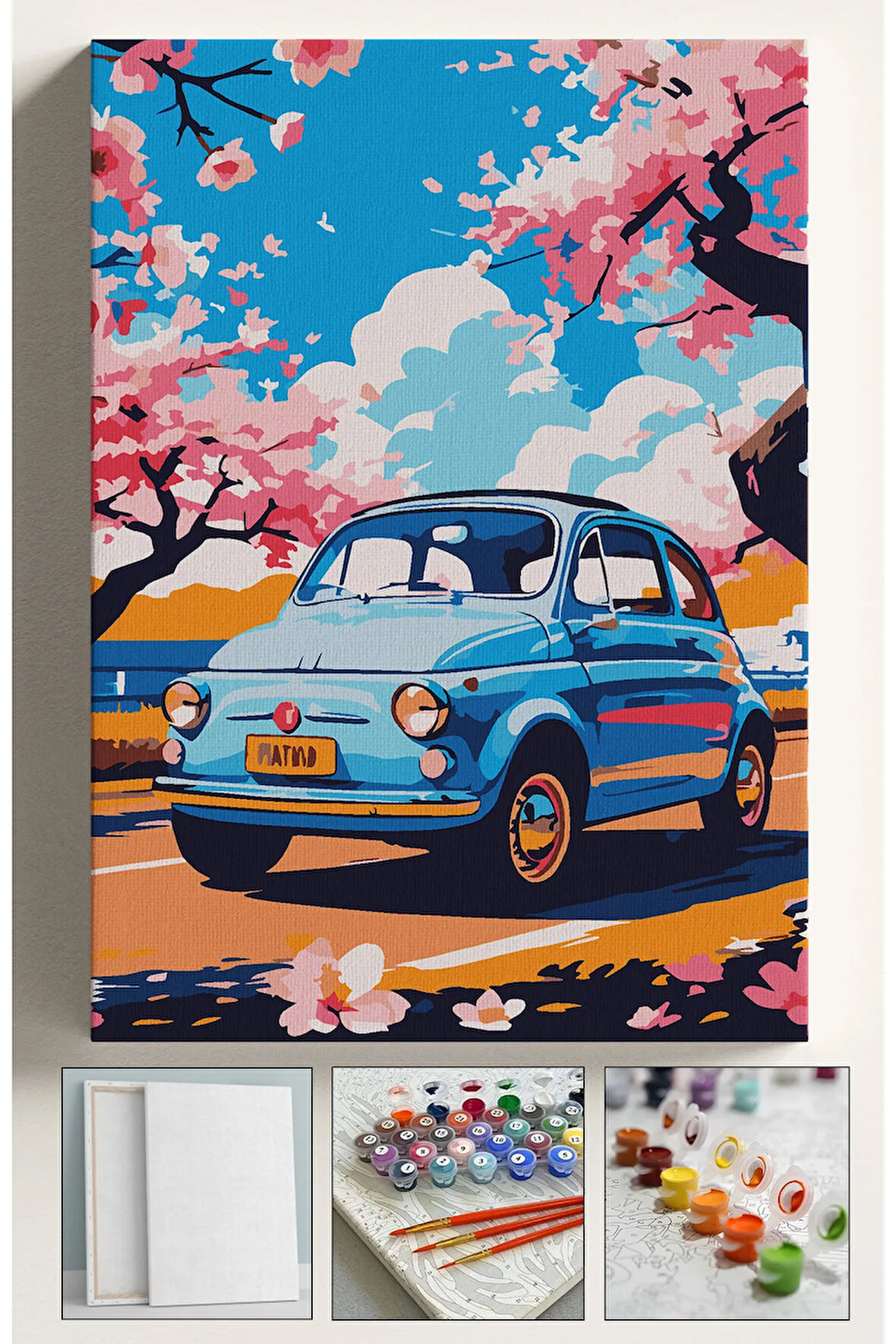 Sayılarla Boyama Seti Numaralı Tuval Fırça Boya Dahil Kasnaklı Set 40x50 Cm - 500L