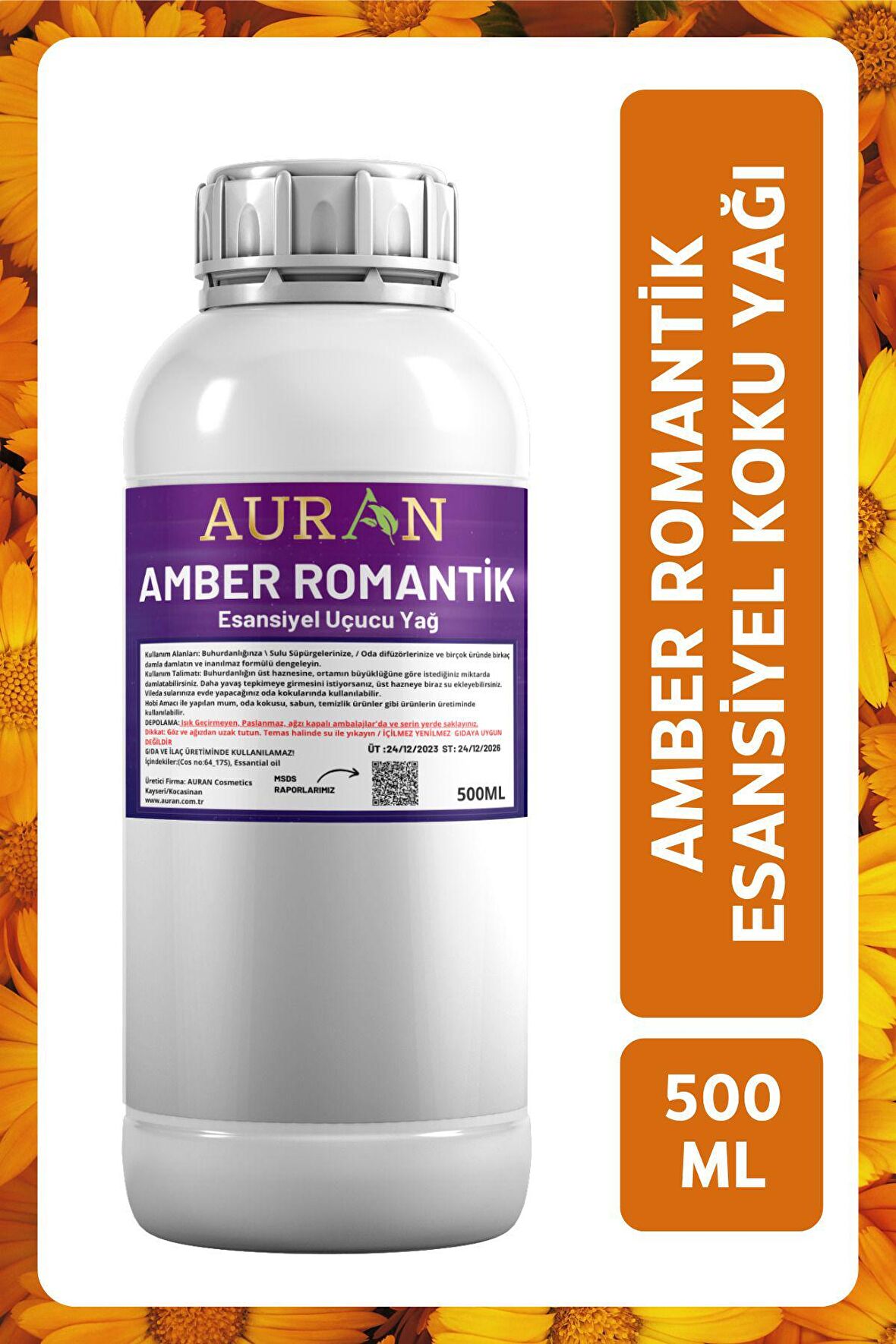 Amber Romantik Esansiyel Uçucu Yağ Esans Koku Yağı Hobi Esans Mum Sabun Oda Kokusu 500ml