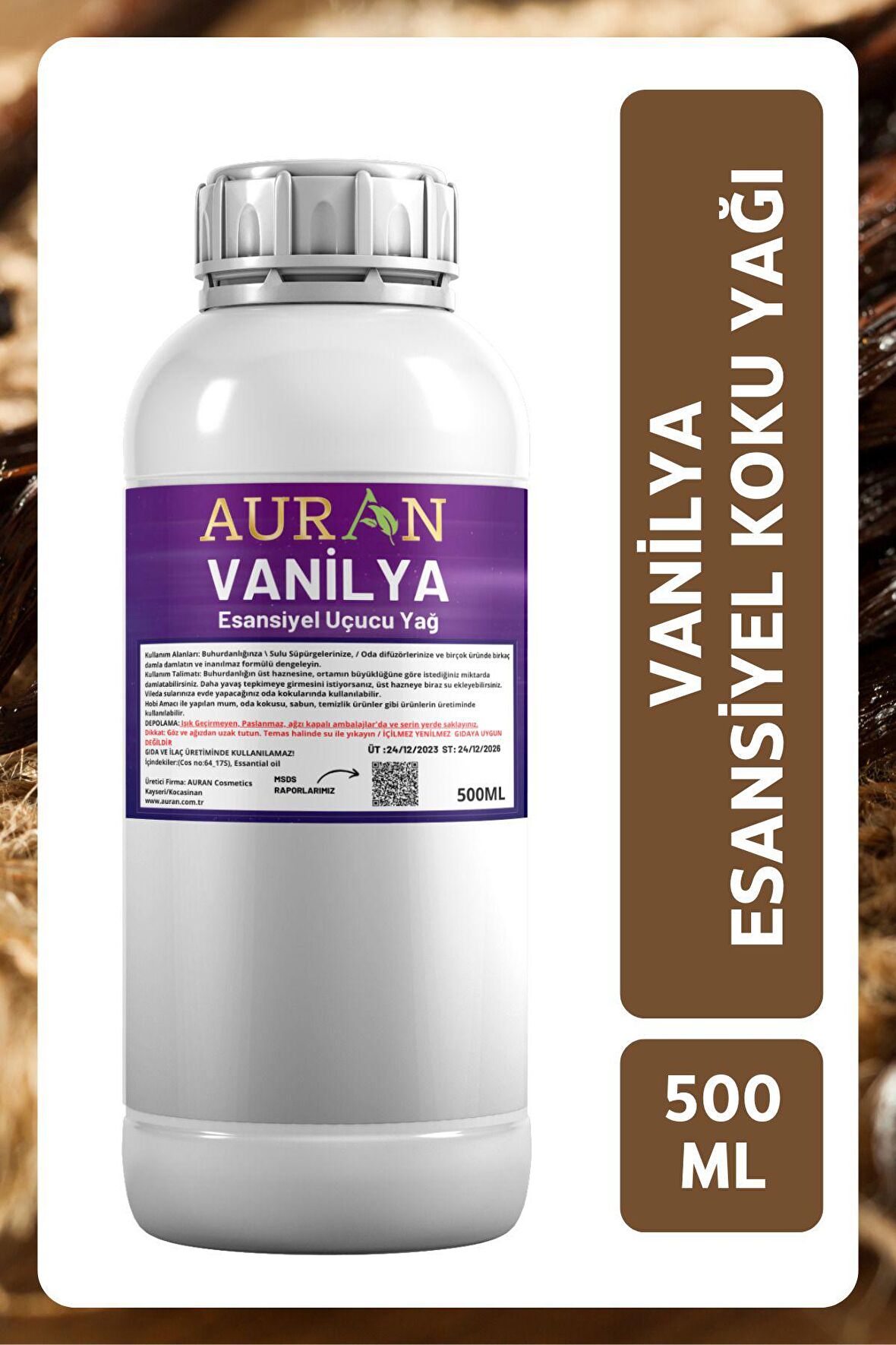 Vanilya Esansiyel Uçucu Yağ Esans Koku Yağı Hobi Esans Mum Sabun Oda Kokusu 500ml