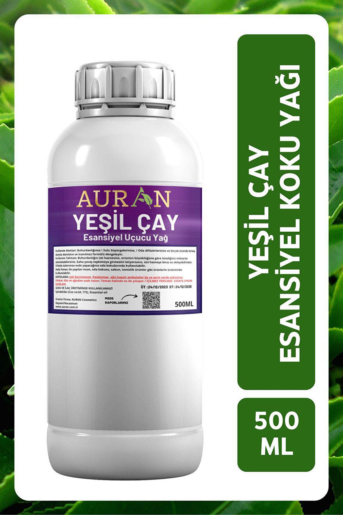 Yeşil Çay Esansiyel Uçucu Yağ Esans Koku Yağı Hobi Esans Mum Sabun Oda Kokusu 500ml