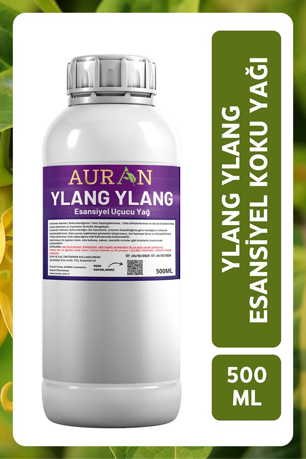 Ylang Ylang Esansiyel Uçucu Yağ Esans Koku Yağı Hobi Esans Mum Sabun Oda Kokusu 500ml