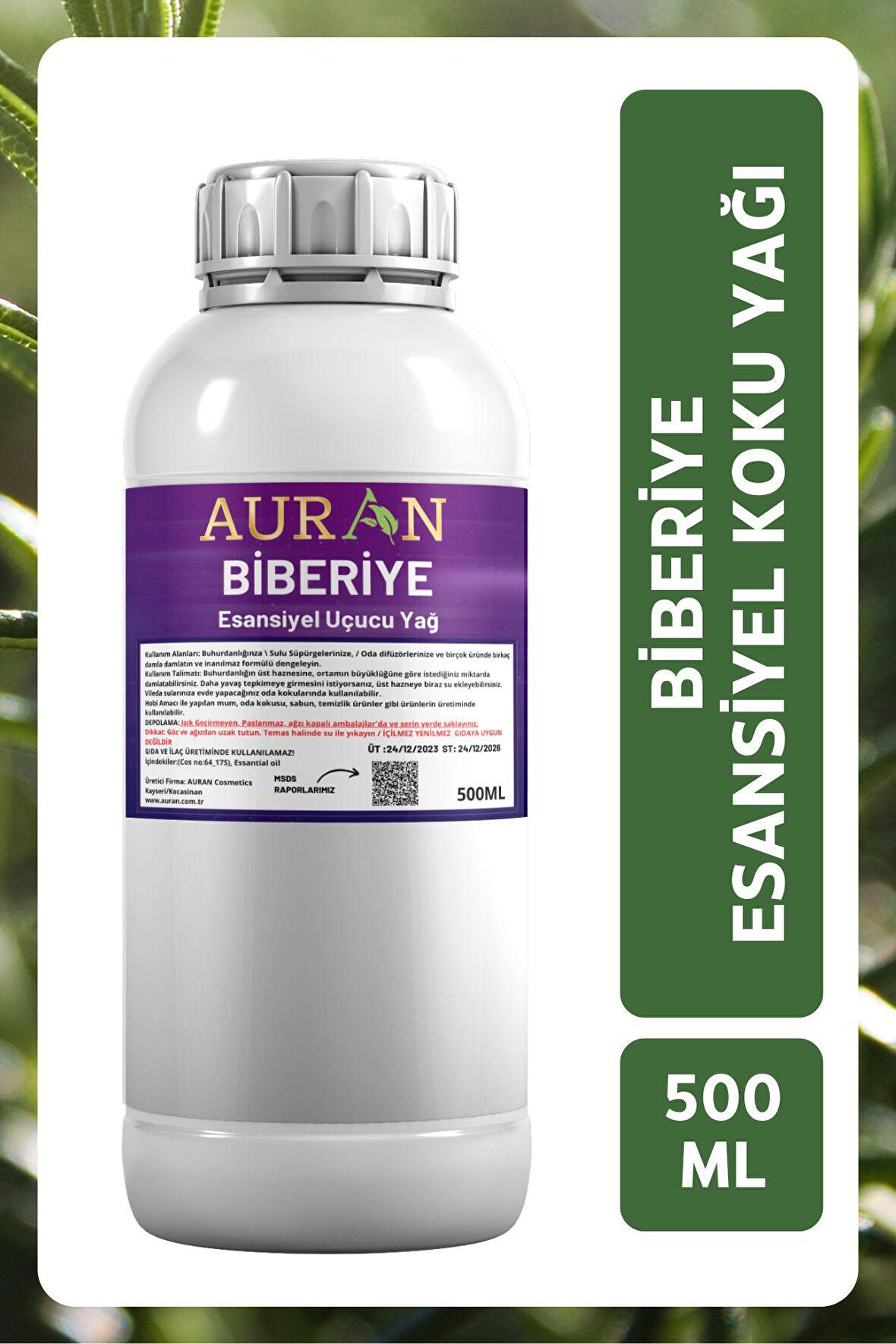 Biberiye Esansiyel Uçucu Yağ Esans Koku Yağı Hobi Esans Mum Sabun Oda Kokusu 500ml