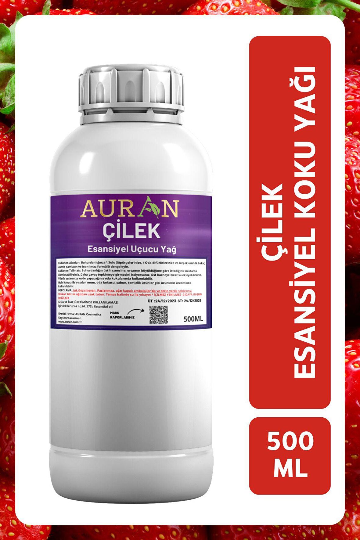 Çilek Esansiyel Uçucu Yağ Esans Koku Yağı Hobi Esans Mum Sabun Oda Kokusu 500ml