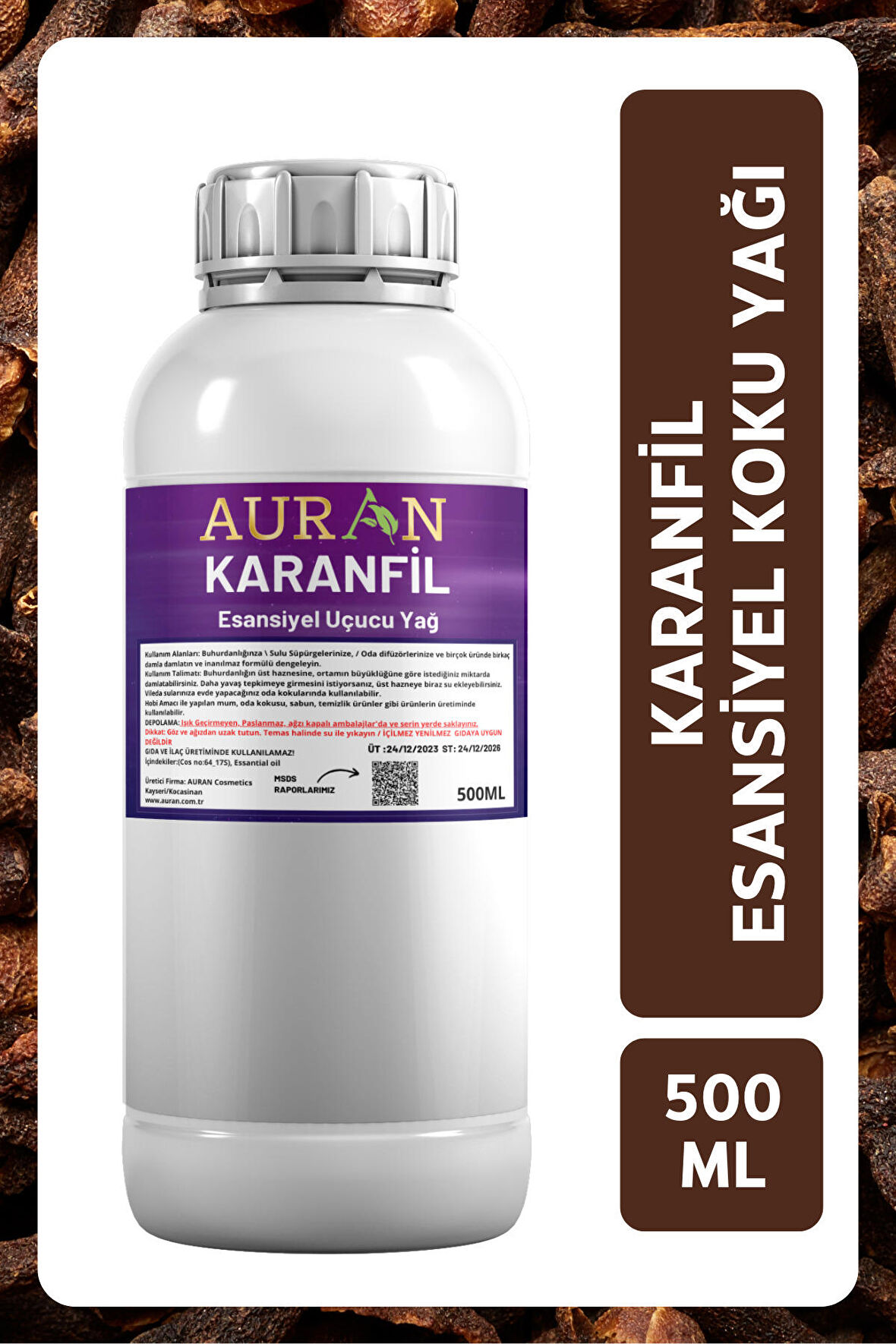 Karanfil Esansiyel Uçucu Yağ Esans Koku Yağı Hobi Esans Mum Sabun Oda Kokusu 500ml