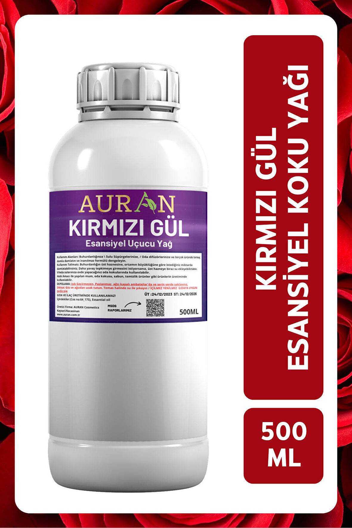 Kırmızı Gül Esansiyel Uçucu Yağ Esans Koku Yağı Hobi Esans Mum Sabun Oda Kokusu 500ml